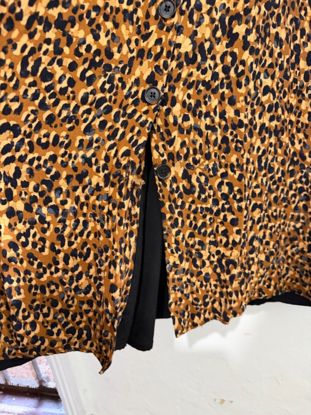 Zara TRF Leopard Print Midi Dress XS Button Front V Neck Pockets 3/4 Sleeve - Picture 9 of 10